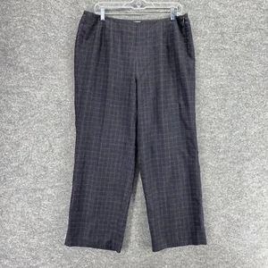 Talbots Pants Women 12 Gray Plaid Straight Wool High Rise Lined Pleated - Picture 1 of 13