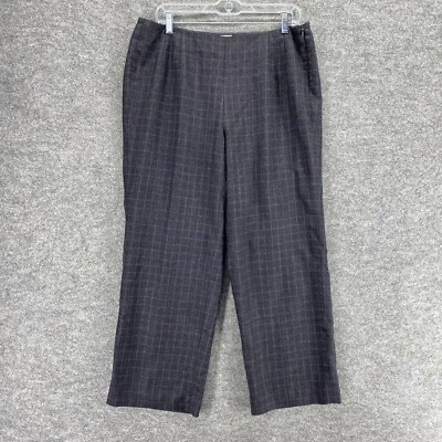 Talbots Pants Women 12 Gray Plaid Straight Wool High Rise Lined Pleated - Image 1 of 4