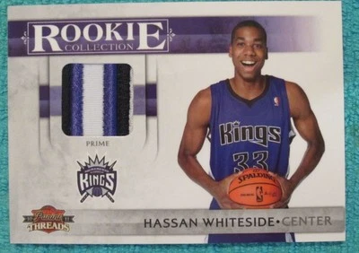 2010-11 Hassan Whiteside Rookie RC 3-Color Prime Patch Panini Threads #11/50 - Image 1 of 2