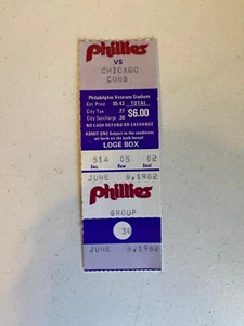 1982 Philadelphia Phillies vs Chicago Cubs June 8 1982 Ticket Stub - Picture 1 of 2