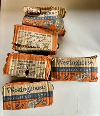 Westinghouse Vintage No. Lote de 5 lámparas bombilla flash fotográfica prensa sincronización 11 sin usar Foto 1 de 4
