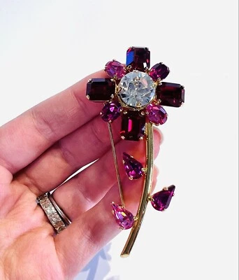 Broche Flor Cristal Rosa Chapado en Oro Swarovski Foto 1 de 2