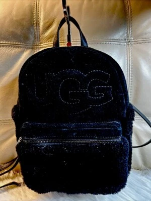 Mochila UGG Dannie II Mini Piel de Oveja Gamuza Cuero Negra Pequeña ¡Envío Gratis! Foto 1 de 4