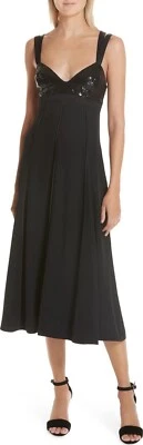 NUEVO CON ETIQUETAS GRIS JASON WU Negro Corte Lentejuelas Satén Costura Midi Maxi Vestido EE. UU. 2 Foto 1 de 4