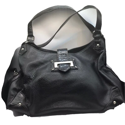 Etienne Aigner vintage large leather hobo handbag black double straps full zip - Image 1 of 4