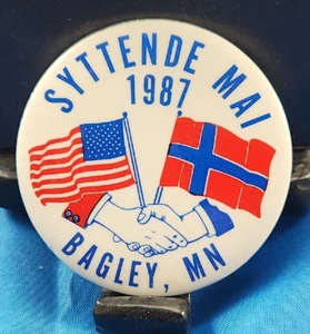 Vintage Pin Button 2.25" Syttende Mai 1987 Bagley Minnesota FREE SHIPPING! - Picture 1 of 2