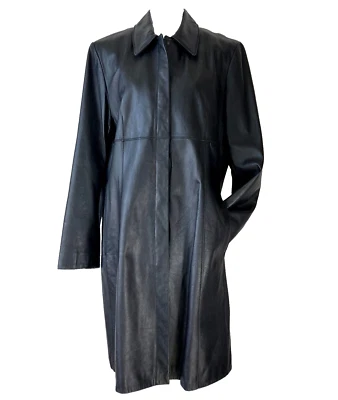 De Colección Nine West Chaqueta de Cuero Negra para Mujer XL Rojo Forrado 3/4 Abrigo Cintura Imperio Y2K Foto 1 de 4