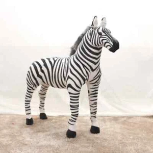 90cm Large Pretty Standing Zebra Model Kids Mount Decorat Plush Doll Toy Gifts - Picture 1 of 14