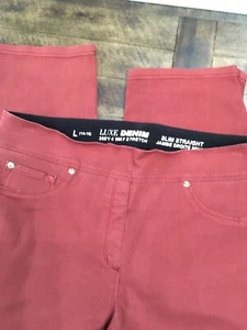 Luxe Denim Red Slim Straight Jeans Size Large 14-16 Redish Color - Picture 1 of 5