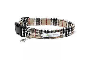 Cuello de tartán beige para perro, tartán crema, collar para perro, cuello ajustable - Imagen 1 de 7