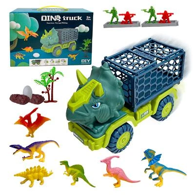PRECIOUS DEAL Kids Dinosaur Truck Toy Transport Carrier Pull Back Storage Car Play Gift Set