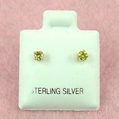 Plata de ley - Pendientes redondos de topacio amarillo simulado circonita cúbica de 3 mm (SE306) Foto 1 de 1