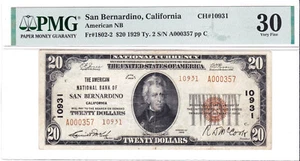 $20 1929 T2 National SAN BERNARDINO California CA "Mega Rare"((Only 2 on Census) - Picture 1 of 2