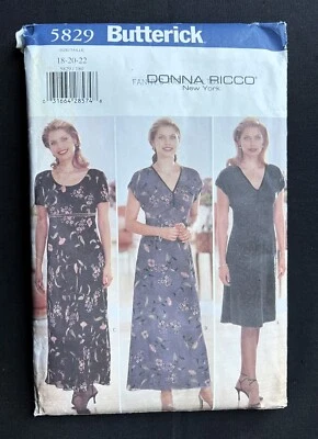 Butterick 5829 Misses Dress Design by Donna Ricco 1998 Pattern size 18-22 Uncut - Image 1 of 3