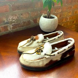 J&W Dawson Japanese Calf Hair Boat Shoes Animal Men's Size 8.5 - Picture 1 of 10