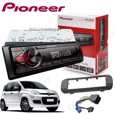 Autoradio Pioneer MVH-130DAB MP3 USB 4 Kanäle + Verkleidung Fiat Panda Dal 2012 - Bild 1 von 4