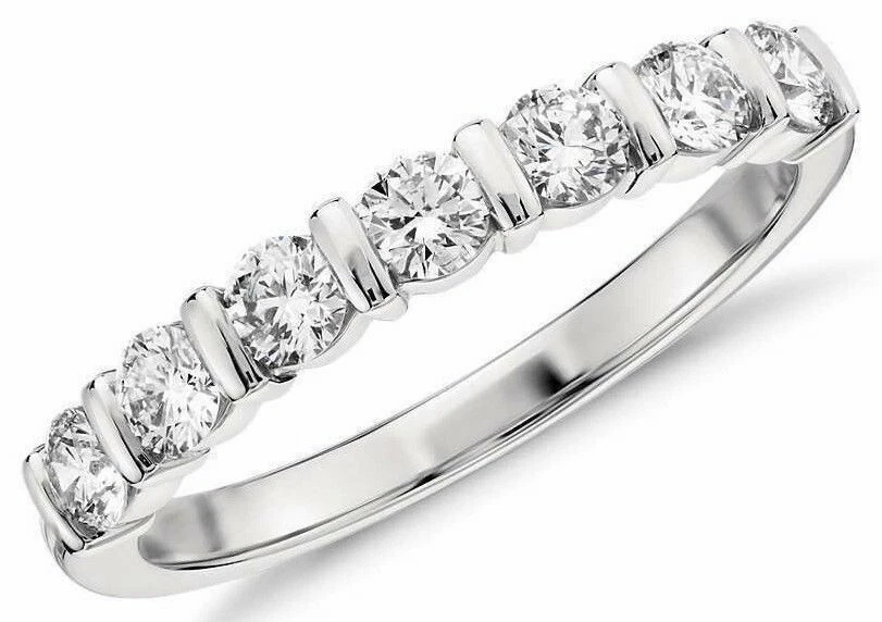 Настоящий 14K белое золото 3/4 карата белый круглый огранки кубический цирконий уникальный обручальное кольцо - Изображение 1 из 2