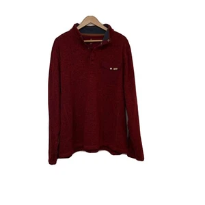 Woolrich Sweater Men XXL Maroon  Snaps Pocket Logo Sweatshirt Active Casual Work - Picture 1 of 10