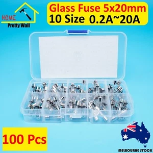100P Glass Fuse 5mm x 20mm Fast Blow 250V 0.2A to 20A Auto electricity current - Picture 1 of 5