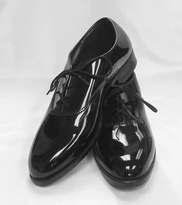 New Men's Black Tuxedo Shoes Shiny Faux Leather Made in USA Size 9.5M - Picture 1 of 3