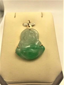 Jade Buddha, 10kt Gold Pendant, Buddha Smiles Positive Pendant – Jewelry Gift - Bild 1 von 5