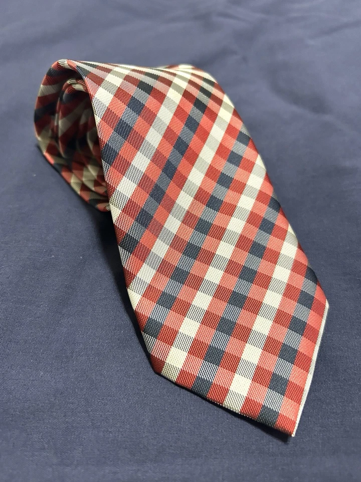 Мужской галстук Scott Allen Collection, красный, белый и синий клетчатый - Изображение 1 из 4