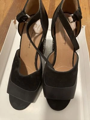 Sandalias de tacón Marni adornadas con cristal marrón gamuza talla 38,5 Peep Toe Mary Jane Foto 1 de 4