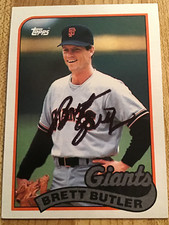 BRETT BUTLER SAN FRANCISCO GIANTS  SIGNED TOPPS 1989 CARD #241 AUTOGRAPH
