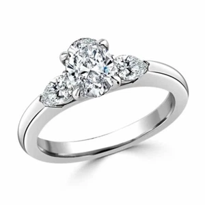 2.50 Ct Oval Cut Lab Created Engagement Ring 14K Solid White Gold Size 6 - Picture 1 of 6