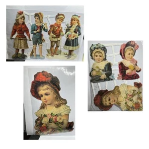 Deutsche Prägung Vintage Style Scrap Die Cut - Victorian Dressed Children - 3 Blatt - Bild 1 von 6