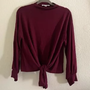 Amour Vert Women's Size Medium Boat Neck Tie Front Long Sleeve Top - Picture 1 of 7