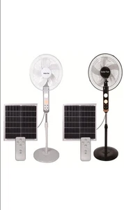 Solar Fan Rechargeable Standing 16inch with Panel Remote Light USB White New - Picture 1 of 1