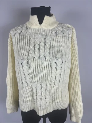 Suéter tejido grueso The American Line amarillo mediano vintage para mujer Foto 1 de 4