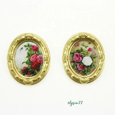 4PC Dollhouse Miniature 1/12 Scale Model Picture Gold Vintage Frame Accessorie - Image 1 of 4