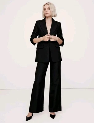 Calça de lã italiana Banana Republic Lido perna larga preta 8 PETITE NOVA COM ETIQUETAS RT$170 - Imagem 1 de 4