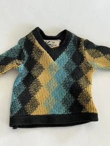 Vintage 60’s Barbie Doll~~Genuine Ken Argyle Sweater Black Teal Tan (A096) - Picture 1 of 14