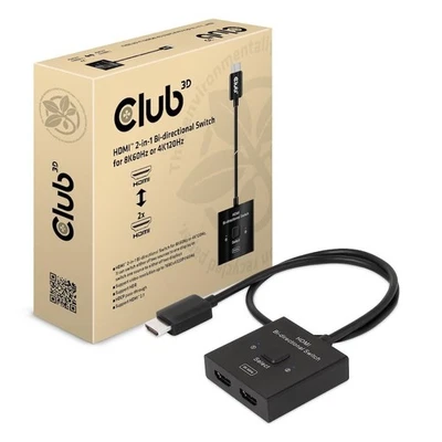 Club3D CSV-1384 HDMI™ 2-in-1 Bi-Directional Switch for 8K60Hz or 4K120Hz - Image 1 of 4