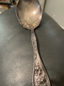 1900s Casserole Serving Spoon By Iron Cross Keystone Silverplate Floral - Picture 1 of 6