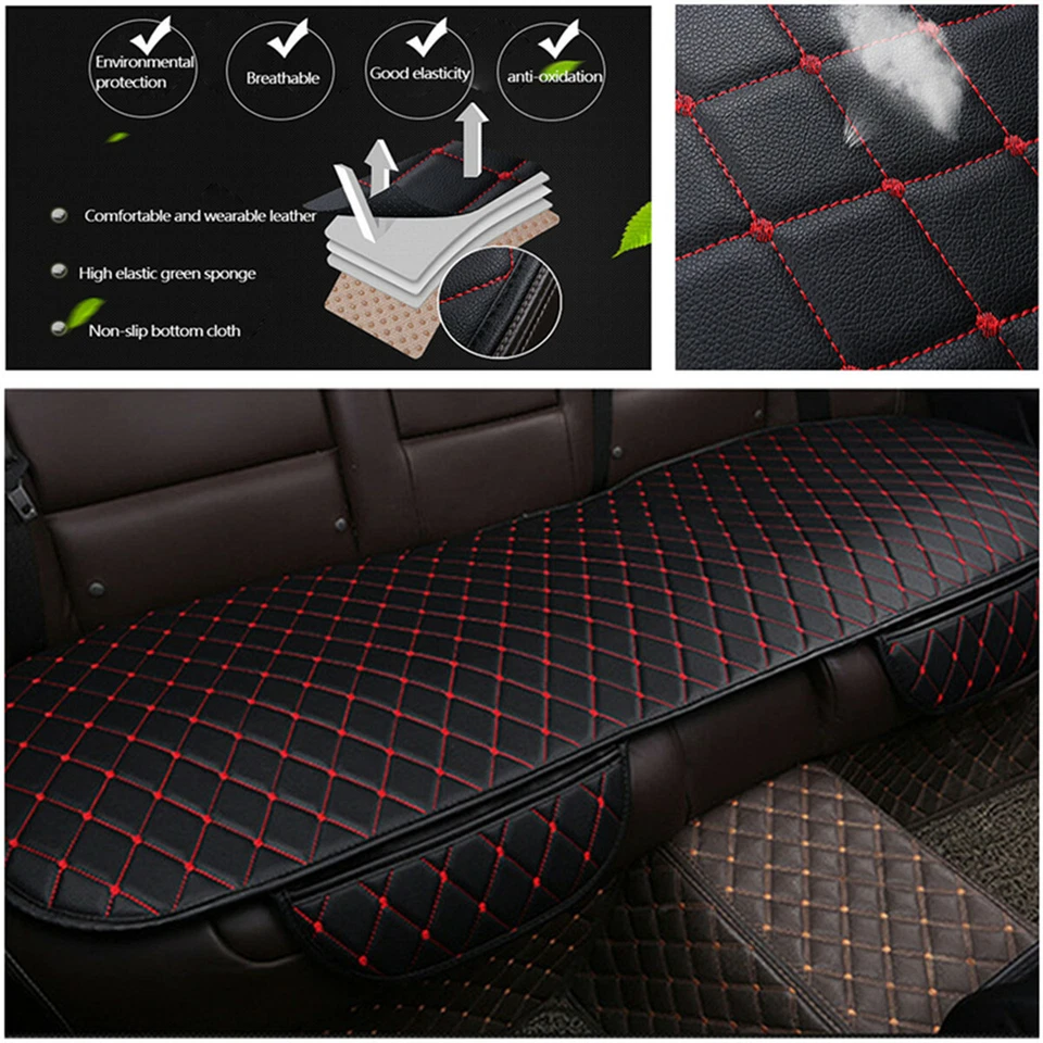  Funda de asiento trasero de coche transpirable almohadilla de cuero PU apta para accesorios interiores Foto 1 de 4