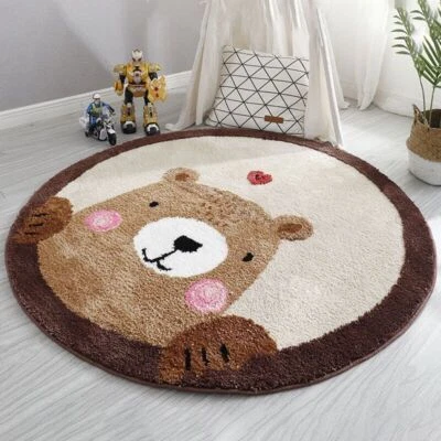 Circular Cartoon Carpet Pashmina Children Bedroom Bedside Living Room Porch Mat - Image 1 of 4