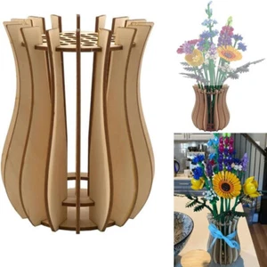 Wooden Puzzle Flower Vase Display Stand Set Assemble Vase for Lego Roses Blossom - Picture 1 of 18