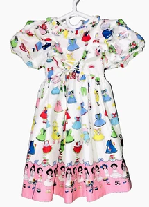 Vintage Girl’s Babydoll Dress Size 2 Ruffle Pink Blue Rare Wedding Nostalgic HTF - Picture 1 of 13