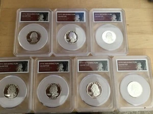 7 Coins Eagle Reverse 90% Silver S Mints 1st - Proofs - Defender holder 1992-98 - Picture 1 of 2