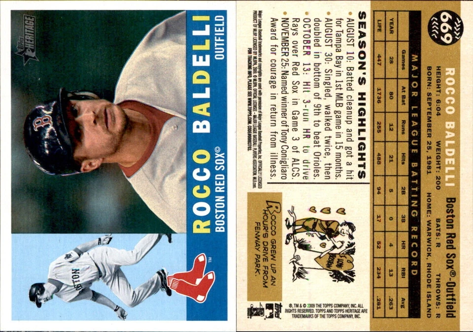 Rocco Baldelli 2009 Topps Heritage #669 Card - Image 1 of 1