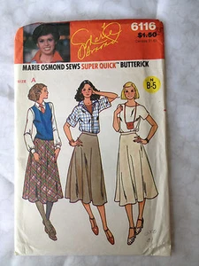 BUTTERICK"Marie Osmond Super Quick"6116 Misses' Skirt SzA(Waist 24-25-26 1/ 2) - Picture 1 of 1