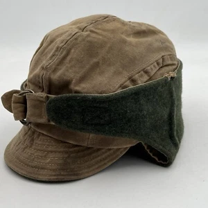 CC Filson Mackinaw Ear Flap Cap Hat Green Hunting Virgin Wool Lined Made in USA - Picture 1 of 9