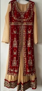 Red And Gold Ladies Asian Style Wedding Anarkali Dress Size 10 / Medium / 38 - Picture 1 of 4
