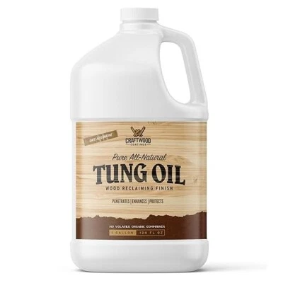 CRAFTWOOD COATING’S Tung Oil - Biodegradable - All Natural - Premium Wood Finishing Oil - 1 Gallon -