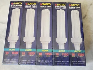 5pcs Satco S6324 CFD18W/841 Quad Tube Compact Fluorescent 4100K 18 watt G24d-2 - Picture 1 of 2
