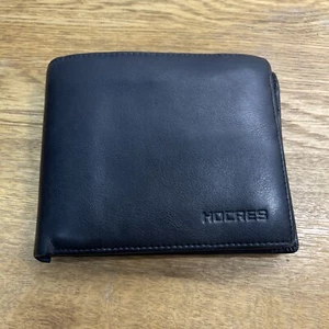 Hocres Herren Geldbörse schwarz Leder Doppelfaltung mit Münzfach - Bild 1 von 12